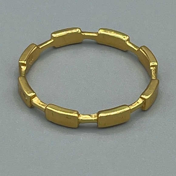 14K Gold Vermeil Geometric Band Ring Dainty Stackable Band - Picture 6 of 10